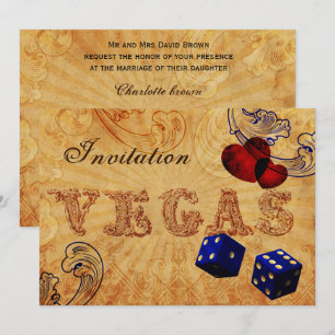 navy blue dice Vintage Vegas wedding invites