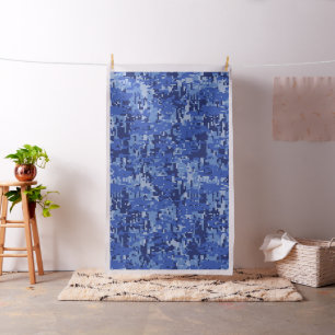 Navy Blue Digital Camo Camouflage Customizable Fabric