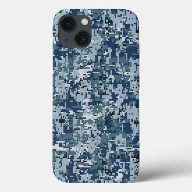 Navy Blue Digital Camouflage Decor Case-Mate iPhone Case (Back)