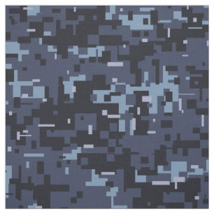 Navy Blue Digital Camouflage Pattern Fabric