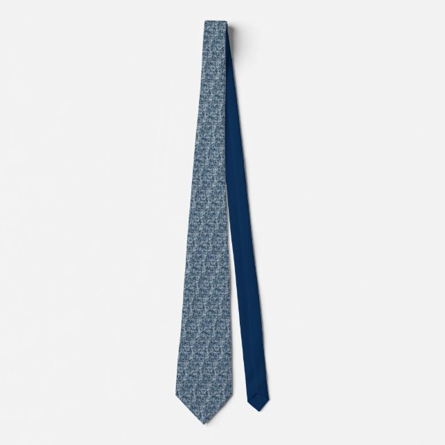 Navy Blue Digital Pixels Camouflage Decor Tie (Front)
