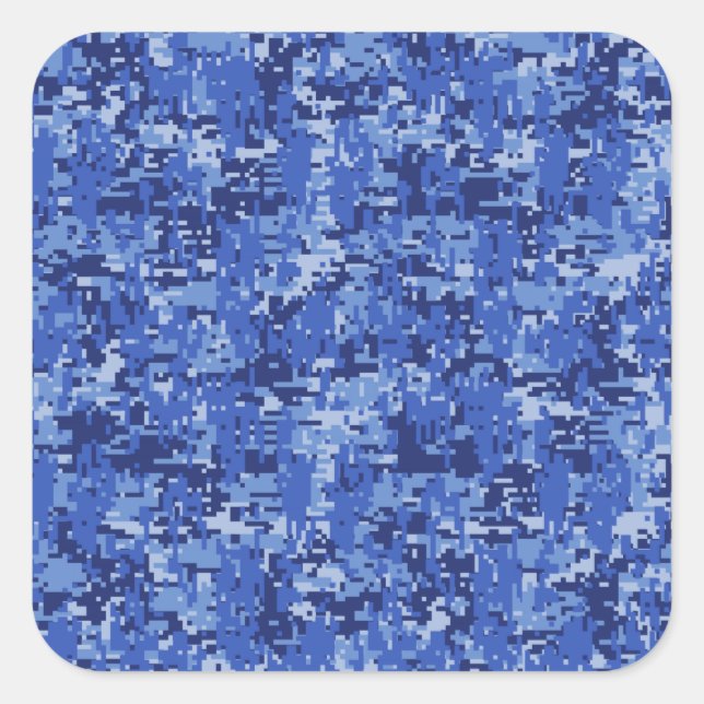 Navy Blue Digital Pixels Camouflage Texture Decor Square Sticker (Front)
