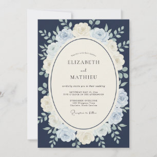 Navy Blue Dignified Winter Wedding Invitation