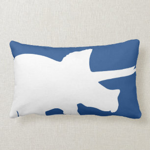 Navy Blue Dinosaur Pillow Grey Chevron Stripes