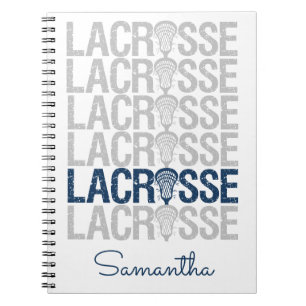 Navy Blue Distressed Lacrosse Word Notebook