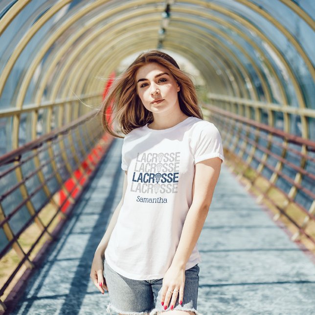 Navy Blue Distressed Lacrosse Word T-Shirt (Creator Uploaded)