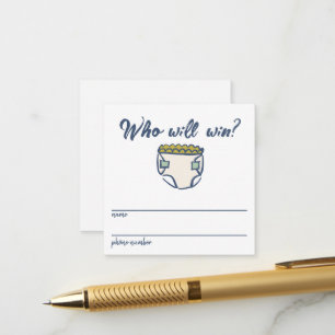 Navy Blue Doodle Baby Diaper Raffle Entry Card