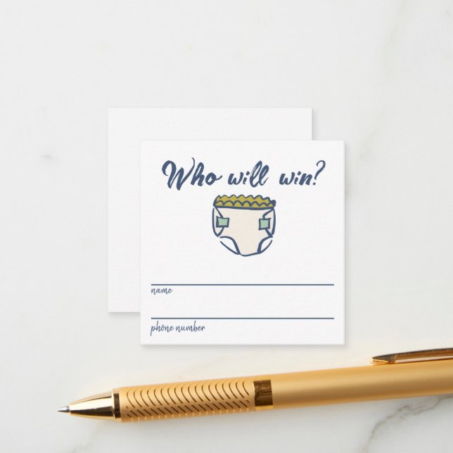 Navy Blue Doodle Baby Diaper Raffle Entry Card (Front/Back In Situ)