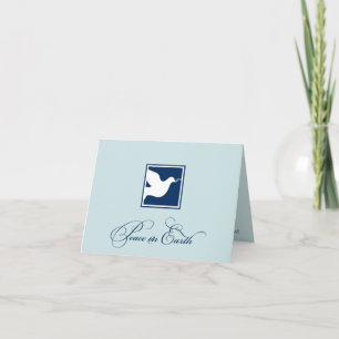 Navy blue dove peace on earth custom business logo holiday card