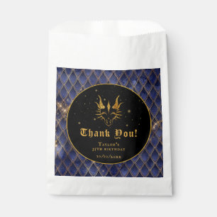 Navy Blue Dragon Scales Gold Birthday Thank You Favour Bag