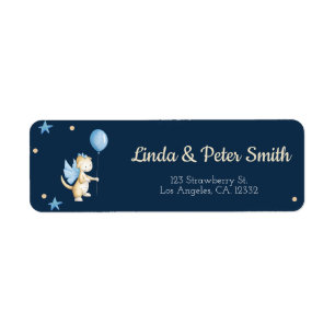 Navy Blue Dragon with Balloon Return Address
