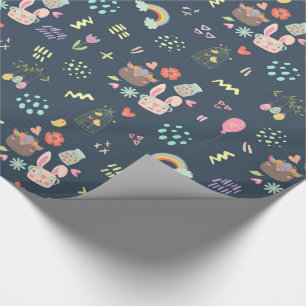 Navy Blue Easter Bunny Wrapping Paper