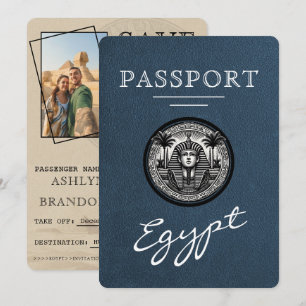 Navy Blue Egypt Passport Wedding Save the Date