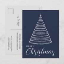 Navy blue elegant Christmas holiday postcard