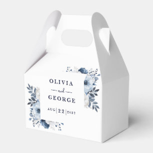 Navy Blue Elegant Country Floral Wedding Favor Box