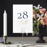 Navy Blue Elegant Gold Classic Wedding Table Number<br><div class="desc">This card is part of a large collection - click below or ask me for me info</div>