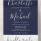 Navy Blue Elegant Modern Script Minimalist Wedding