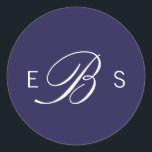 Navy Blue Elegant Monogram Circle Wedding Stickers<br><div class="desc">Customize this chic stylish elegant monogram navy blue Wedding Stickers with white text. Modern crisp design. All the other matching products can be found in a collection Chic Monogram Navy Blue White Wedding.</div>