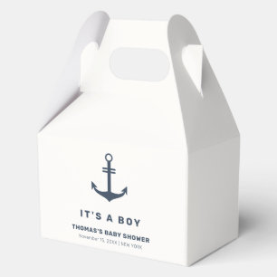 Navy Blue Elegant Nautical Anchor Baby Shower  Favor Box