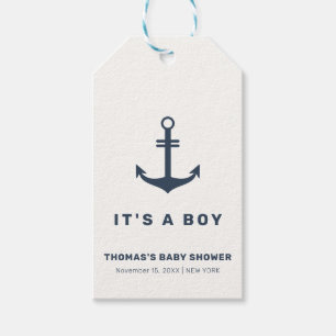 Navy Blue Elegant Nautical Anchor Baby Shower Gift Tags