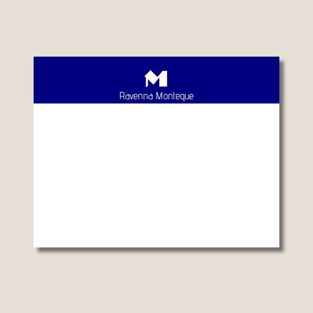 Navy Blue Elegant Personalized Name Monogram  Card (Creator Uploaded)