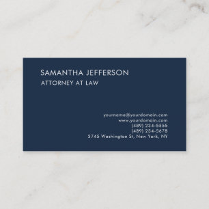 Navy Blue Elegant Plain Professional Attorney Law Business Card