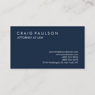 Navy Blue Elegant Plain Professional Business Card