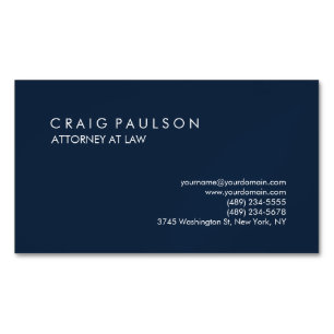 Navy Blue Elegant Plain Professional Magnetic Business Card