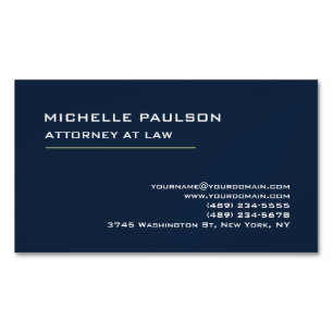 Navy Blue Elegant Plain Professional Modern Magnetic Business Card