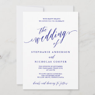 Navy Blue Elegant Script Invitation