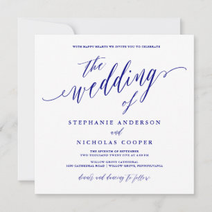 Navy Blue Elegant Script Invitation