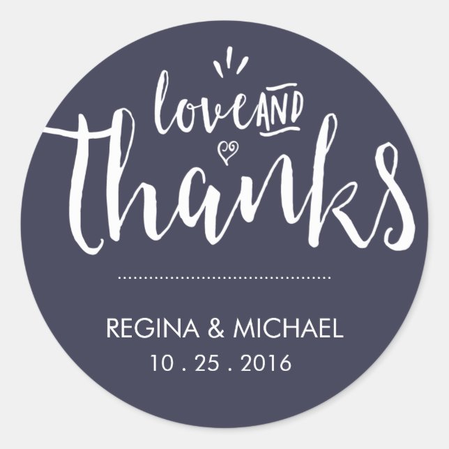 Navy Blue Elegant Script Wedding Thank You Sticker (Front)