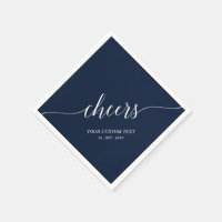 Navy Blue Elegant Stylish Lettering Cheers Event