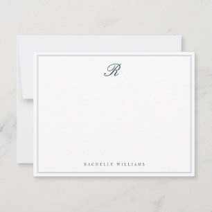 Navy Blue Elegant Vintage Monogram Card