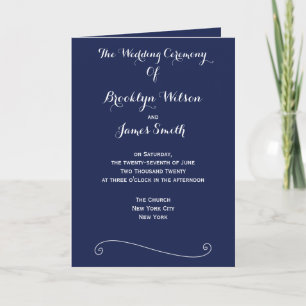 Navy Blue Elegant Wedding Programs