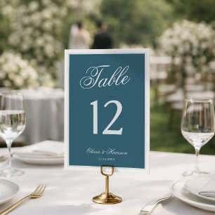 Navy Blue Elegant Wedding Table Numbers