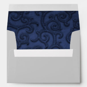 Navy Blue Embossed Look Scrolls Envelope