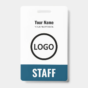 Navy Blue Employee Name Business Logo Staff Tag Badge