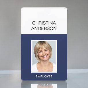 Navy Blue Employee - Name Photo Corporate Work Badge
