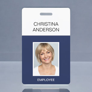 Navy Blue Employee - Name Photo Corporate Work Badge