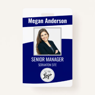 Navy Blue Employee Photo ID Badge