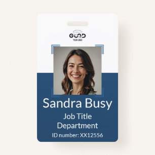 Navy Blue Employee Photo ID Company Badge