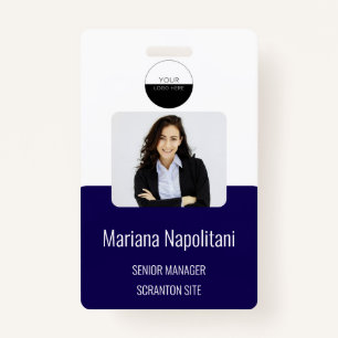 Navy Blue Employee Photo ID Company Security Badge