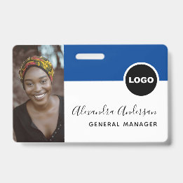 Navy Blue Employee Photo ID Company Security Badge