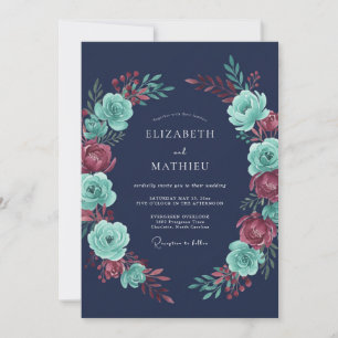Navy Blue Enchanted Winter Wedding Invitation