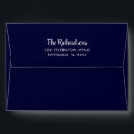 Navy Blue Envelopes | Pre-Printed Return Address<br><div class="desc">These solid dark navy blue envelopes feature a white interior,  and your name and pre-printed return address on the back flap in a mix of trendy white script typography and modern text. These are made to coordinate perfectly with the rest of our "Blue Foliage" Hanukkah collection.</div>