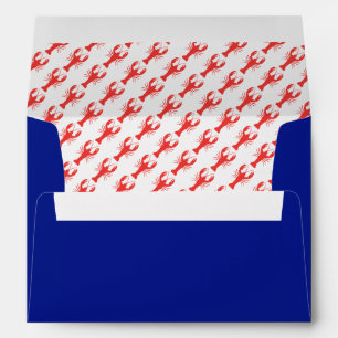 Navy Blue Envelopes with Lobster Print Lining