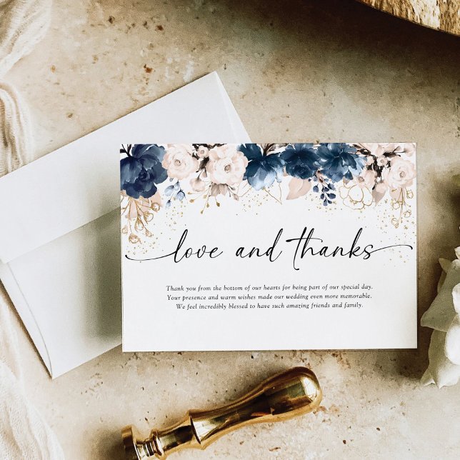 Navy Blue et Dusty Rose Mariage Merci Cartes (Créateur téléchargé)