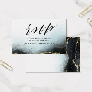Navy Blue Ethereal Mist Website RSVP Insert Cards