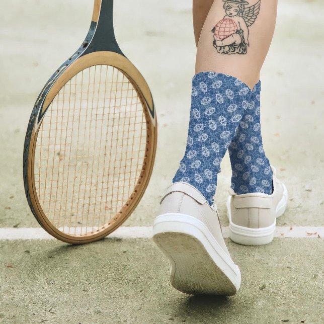   Navy Blue Eye Spooky Pattern Cool & Funny Creepy Socks (Creator Uploaded)